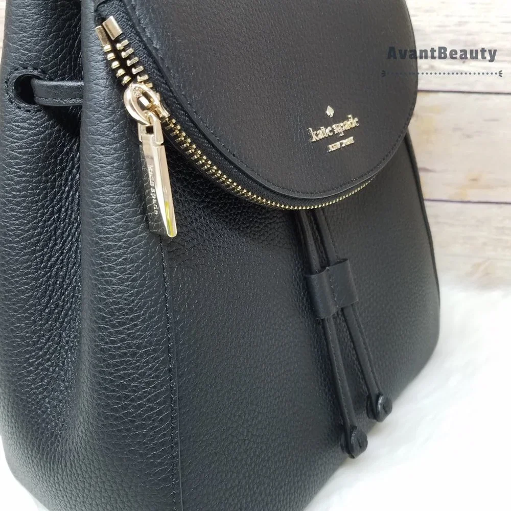 Kate Spade Medium Flap Backpack Leila Black New